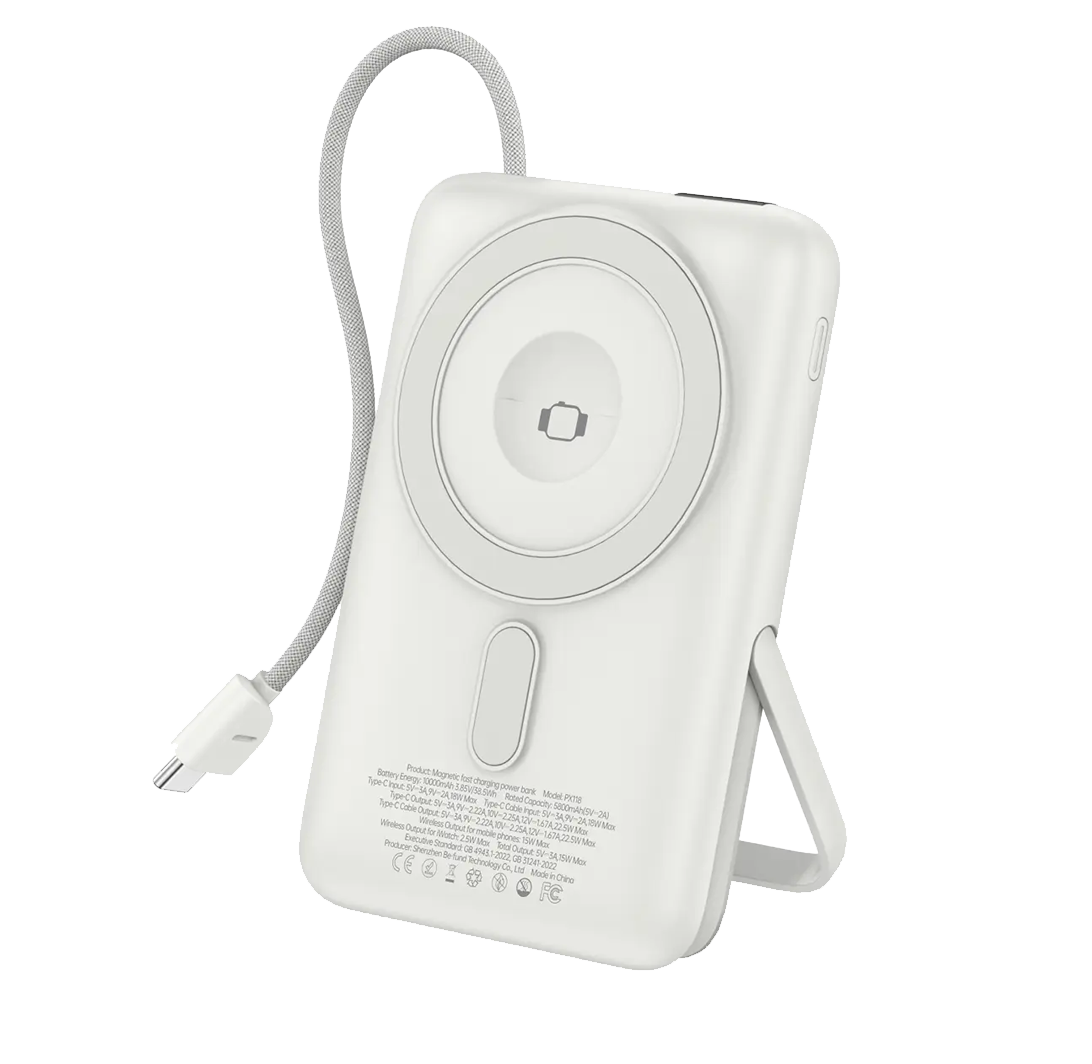 FONENG PX118 – Power Bank Magnétique 10000mAh 22.5W avec câble USB-C & Stand