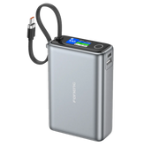 FONENG PX132 – Power Bank 20000mAh 65W avec câble USB-C intégré & écran TFT