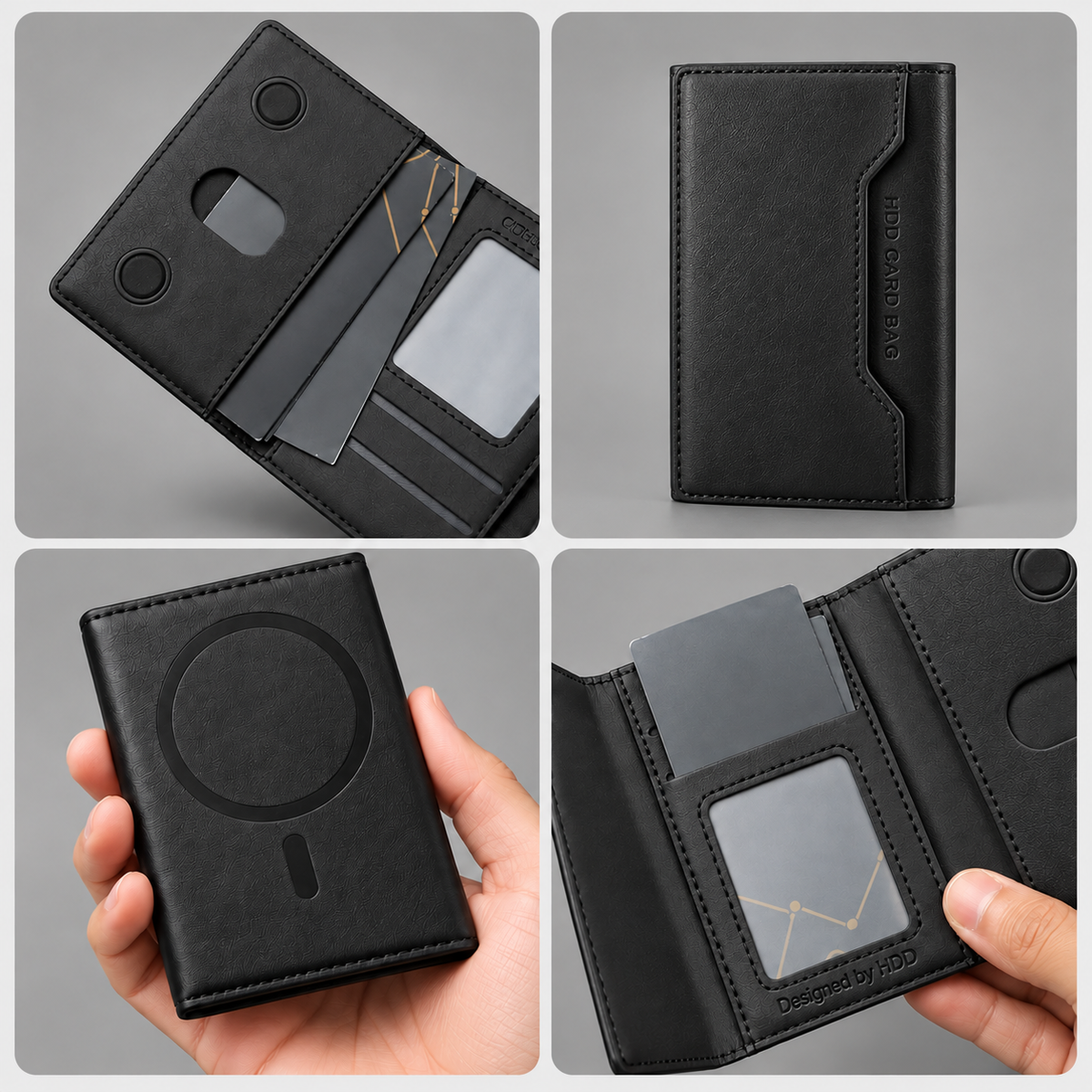 HDD Uyuni HS-013 – Porte-cartes MagSafe avec Stand - Noir